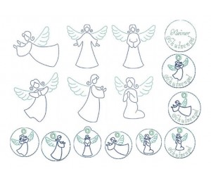 Stickserie - Kleiner Schutzengel mit Anhängern ITH